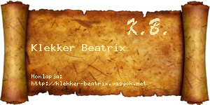 Klekker Beatrix névjegykártya